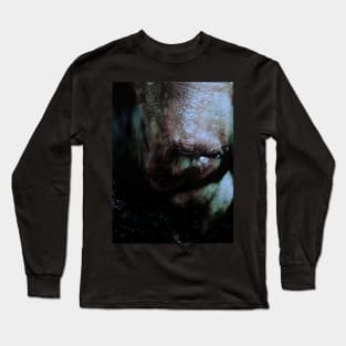 Portrait, digital collage, special processing. Weird. Alien mouth. Desaturated and dim. Long Sleeve T-Shirt